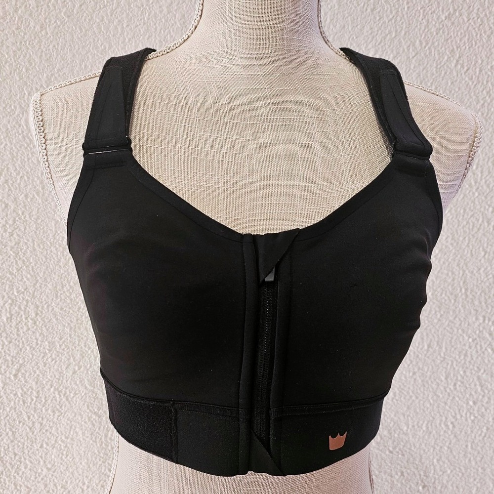 SHEFIT Ultimate Sport Bra Black Rose Gold 1Luxe High Impact Adjustable Front Zip